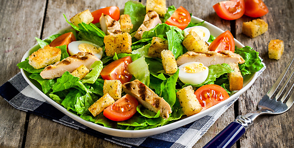 Grilled chicken caesar salad